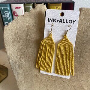 Ink + Alloy Yellow beaded earrings. NEW.